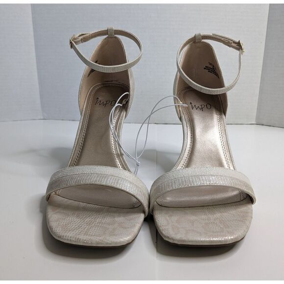New! Impo Tatum Cream Snake Embossed Giraffe Print Ankle Strap Heel Sandal, 9 - Picture 5 of 8